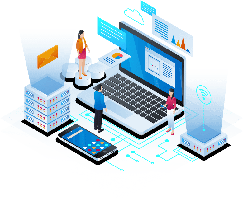 Ilustración de software a medida e integración de procesos en la nube